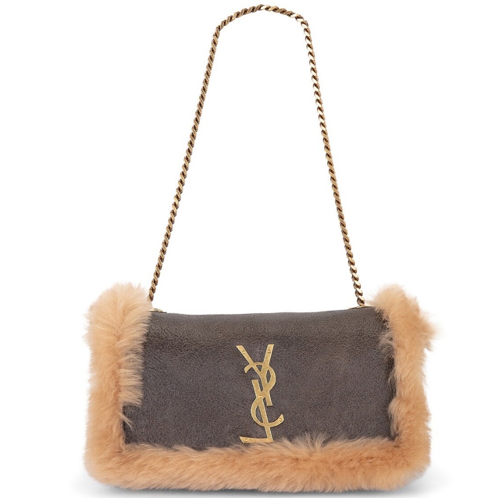 NEW YSL Saint Laurent Shearling Reversible Kate Chain Bag
